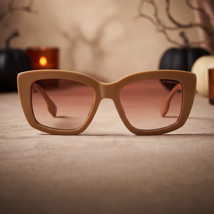 El mismo modelo de armazón en acetato beige, visto de frente